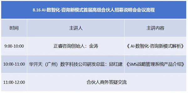 AI·數(shù)智化·咨詢新模式首屆高級合伙人招募說明會震撼來襲！